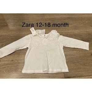 NWT Zara baby girls 12-18 month lace collar long sleeve shirt